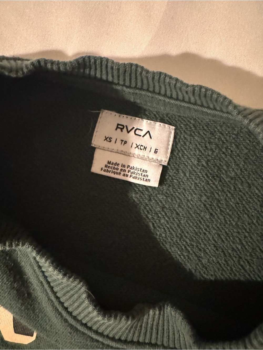 RVCA Men's Forest Green Crewneck Sweatshirt - Picture 4 of 4